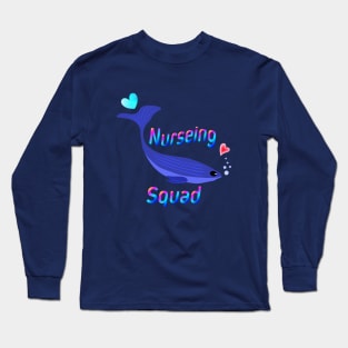 Nurseing Squad Cartoon Fish Dolphins with Love Funny Graphic Design T-Shirt Long Sleeve T-Shirt